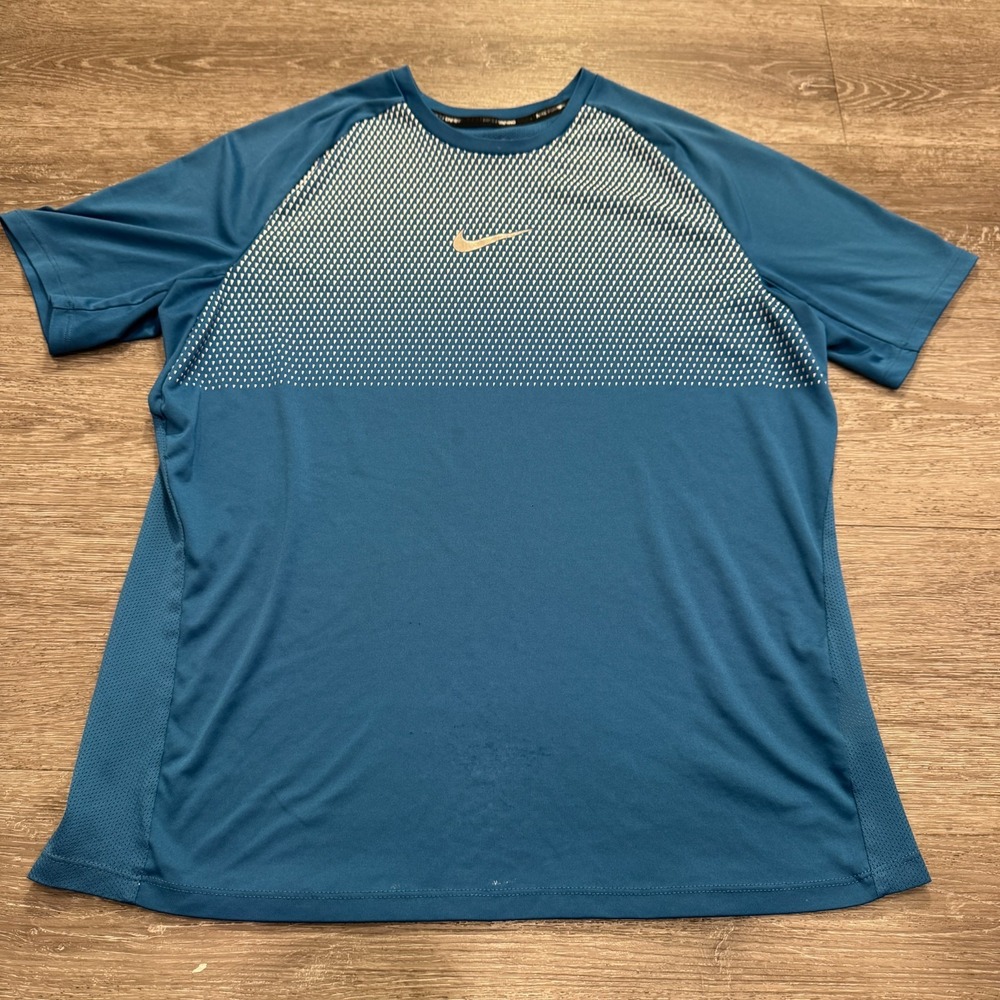 Nike Shirt Mens Large Blue Running Short Sleeve Tee Casual Crew Neck Workout